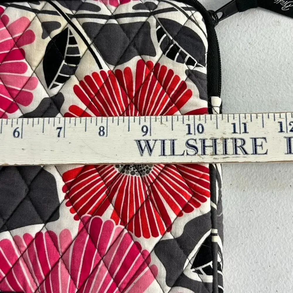 Vera Bradley Laptop Case 11” X 9” Quilted Floral Design Black and Pink